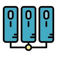 serveurs connectés ensemble vecteur de contour de couleur d'icône