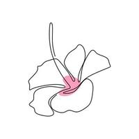 belle fleur un style de dessin continu. conception minimaliste de fleur de jasmin balinais. fleur de jasmin à feuilles persistantes de beauté pour logo de jardin, vue de dessus. illustration de conception vectorielle vecteur