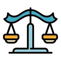 vecteur de contour de couleur de l'icône de l'équilibre de la justice