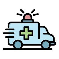 vecteur de contour de couleur d'icône de voiture d'ambulance