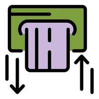 vecteur de contour couleur de l'icône de réception d'espèces atm