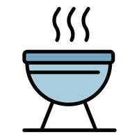 vecteur de contour de couleur icône de cuisson barbecue