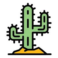 vecteur de contour de couleur d'icône de cactus du désert