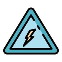 vecteur de contour couleur icône triangle attention électrique
