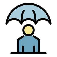 protéger l'icône parapluie couleur contours vecteur