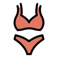 femme, maillot de bain, icône, couleur, contour, vecteur