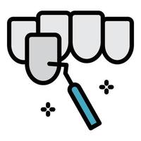 vecteur de contour de couleur icône dents et instrument dentaire