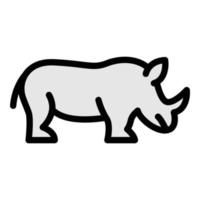 vecteur de contour couleur icône rhinocéros en voie de disparition