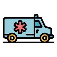 vecteur de contour de couleur d'icône d'ambulance