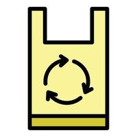 vecteur de contour couleur icône sac de recyclage