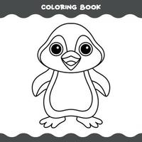 coloriage avec pingouin de dessin animé vecteur