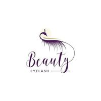 logo de cils de beauté avec illustration d'icône de conception créative de concept de paon vecteur