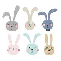 sertie de lapins mignons. illustrations vectorielles vecteur