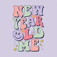 nouvel an moi - groovy happy new year retro vector graphic