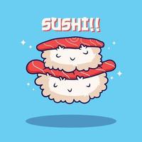 illustration de sushi mignon au design plat vecteur