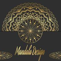 mandala royal doré de luxe avec style islamique arabe, fond noir vecteur