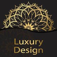 mandala royal doré de luxe avec style islamique arabe, fond noir vecteur
