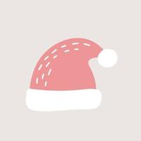 chapeau de père noël - noël mignon doodle icône dessinée à la main pour carte postale. icône du design scandinave minimaliste vecteur