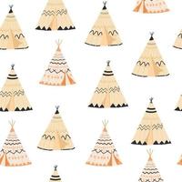 tipi, tentor wigwam habitation amérindienne. yaranga, illustration vectorielle de chum. modèle sans couture far west. vecteur