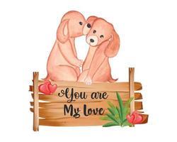 aquarelle couple chien saint valentin sublimation pour t-shirt vecteur