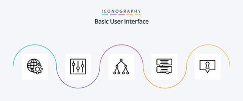 pack d'icônes de la ligne de base 5 comprenant. privé. lien. bulle. discuter vecteur