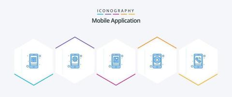 application mobile 25 pack d'icônes bleues, y compris l'appel. application. application. supprimer. fermer vecteur