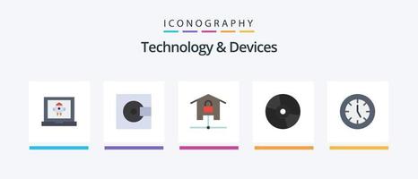 appareils pack d'icônes plat 5, y compris les produits. disque. technologie. dispositifs. fermé à clé. conception d'icônes créatives vecteur