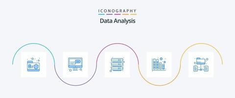 pack d'icônes bleues d'analyse de données 5, y compris le réseau de données. graphique. gestion. numérique. serveur vecteur