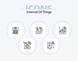 pack d'icônes de ligne internet des objets 5 conception d'icônes. routeur. temps. intelligent. thermomètre. soins de santé vecteur