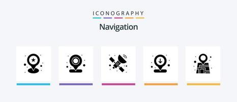pack d'icônes de glyphe de navigation 5 comprenant une carte. GPS. GPS. emplacement. interaction. conception d'icônes créatives vecteur
