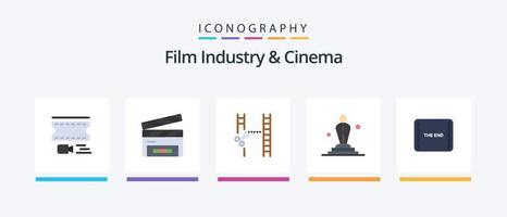 pack d'icônes cenima flat 5 comprenant le film. oscar. cinéma. film. cinéma. conception d'icônes créatives vecteur