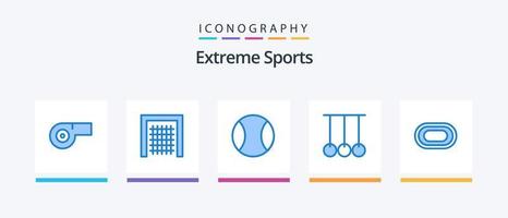 pack d'icônes bleu sport 5 comprenant. piste de course. tennis. olympique. sport. conception d'icônes créatives vecteur