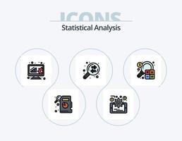 pack d'icônes rempli de ligne d'analyse statistique 5 conception d'icônes. analyse. graphique. analyse des données. dollar. analyse vecteur
