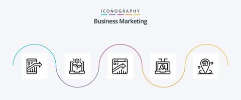 pack d'icônes de la ligne 5 de marketing d'entreprise, y compris un ordinateur portable. entreprise. financier. référencement. croissance vecteur