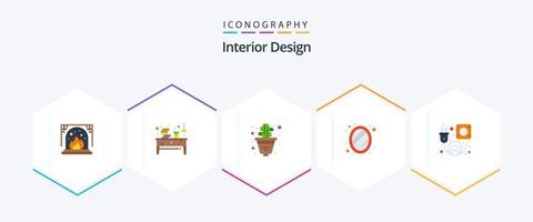 design d'intérieur 25 pack d'icônes plates comprenant une prise. décoration. cactus. maison. intérieur vecteur