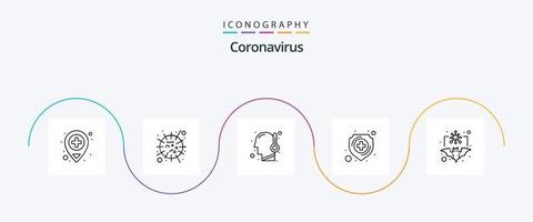 pack d'icônes de la ligne 5 du coronavirus, y compris le transporteur. bouclier. virus. médical. protection vecteur
