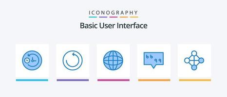 pack d'icônes de base bleu 5 comprenant. recherche. topologie. hiérarchie. conception d'icônes créatives vecteur