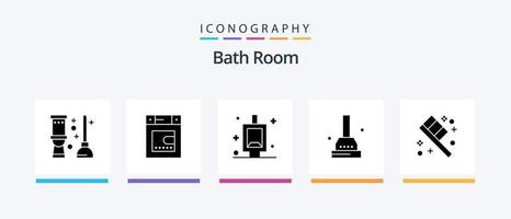 pack d'icônes glyphe 5 de salle de bain comprenant. chambre. bain. bain. salle de bains. conception d'icônes créatives vecteur