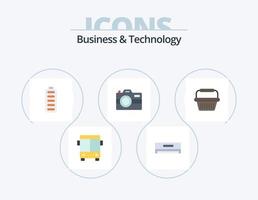business and technology flat icon pack 5 icon design. Chariot. technologie. accumulateur. la photographie. caméra vecteur