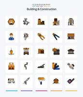 construction créative et construction pack d'icônes remplies de 25 lignes telles que l'auberge. ville. outils. bâtiment. appartement vecteur