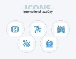 pack d'icônes bleues de la journée internationale du jazz 5 conception d'icônes. . . musique. son. musique vecteur