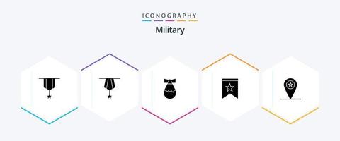 pack d'icônes militaires de 25 glyphes comprenant. soldat. badge. espace réservé. armée vecteur