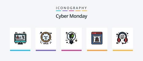 ligne cyber lundi remplie de 5 packs d'icônes comprenant une idée de vente. vente. calendrier. prix. grosse affaire. conception d'icônes créatives vecteur