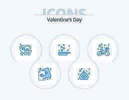 pack d'icônes bleu saint valentin 5 conception d'icônes. romance. nourriture. cadeau. cuisson. musique vecteur
