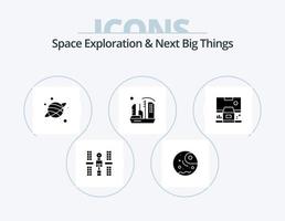 exploration spatiale et prochaines grandes choses glyphe pack d'icônes 5 conception d'icônes. cabine. dôme. planète. colonie. ville vecteur