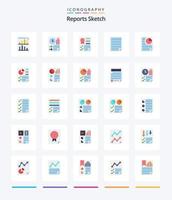 rapports créatifs croquis 25 pack d'icônes plates telles que la page. données. rapport. rapport. page vecteur
