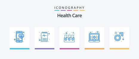 pack d'icônes bleues de soins de santé 5, y compris le sexe. en ligne. chimique. médical. soins de santé. conception d'icônes créatives vecteur