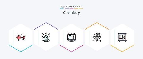 pack d'icônes chimie 25 fillline comprenant la physique. étude. expérience en ligne. science. chimique vecteur