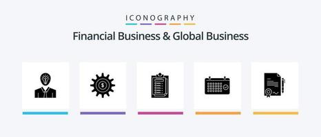 affaires financières et pack d'icônes de glyphe 5 d'affaires mondiales, y compris le temps. mois. succès. date. déposer. conception d'icônes créatives vecteur