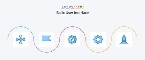 pack d'icônes de base bleu 5 comprenant. échecs. engrenage. évêque. ensemble vecteur